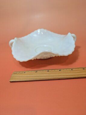 Fenton Milk Glass Hobnail Bon Bon Dish 2 Handle Vintage